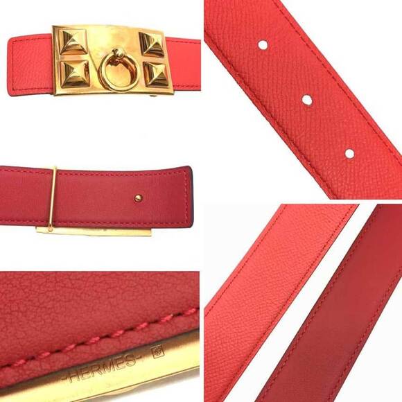 HERMES Red Leather Belt - Picture 3 of 3